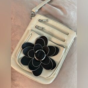 Stylish Cream and Black Floral Crossbody Bag